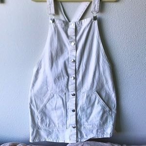 white denim overall dress
